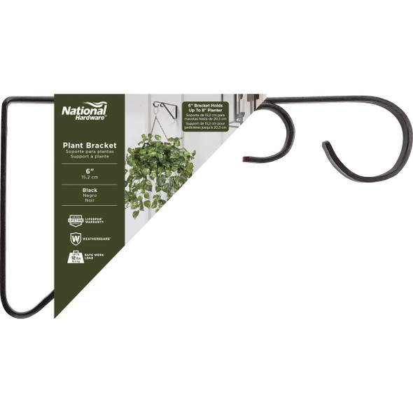 National Hardware 6 In. Black Steel Hanging Plant Bracket National Hardware 6 In. Black Steel Hanging Plant Bracket