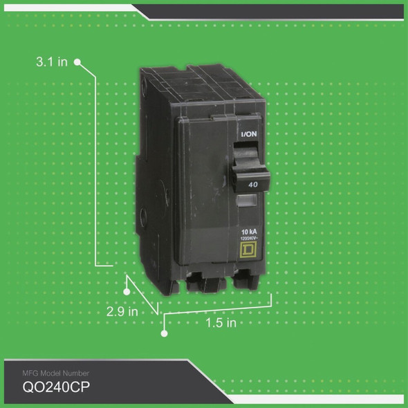 Square D QO 40A Double-Pole Standard Trip Circuit Breaker QO240CP 528281