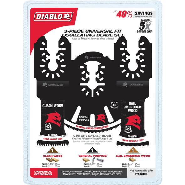 Diablo Universal Fit Bi-Metal Oscillating Blade Set (3-Piece) DOU3BS 334532