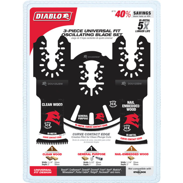 Diablo Universal Fit Bi-Metal Oscillating Blade Set (3-Piece)