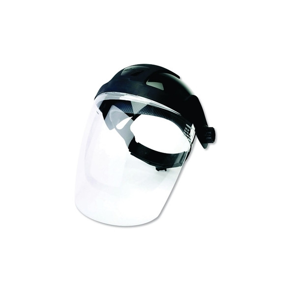 DP4™ Series Multi-Purpose Faceshield, Window & Ratcheting Headgear, Clear, Black Crown,9 in H x 12.125 in L