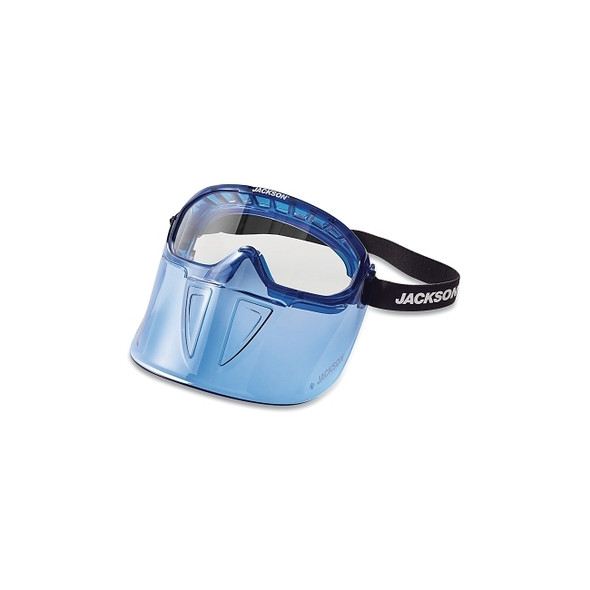 GPL500 Series Premium Goggle with Detachable Face Shield, Blue Frame, AF, Clear
