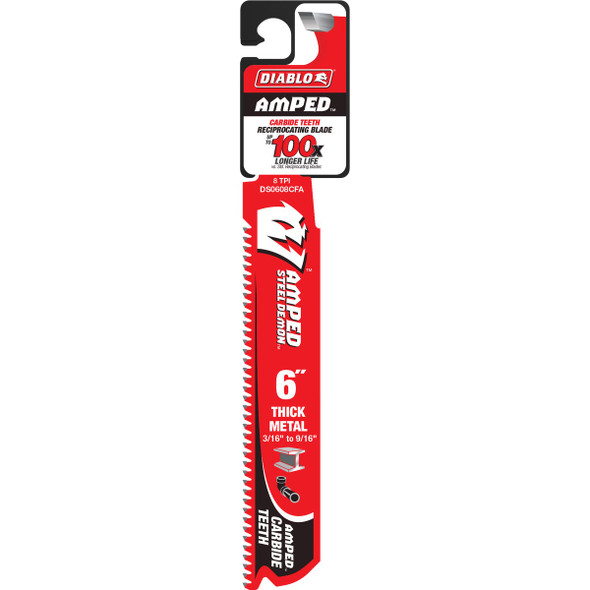 Diablo Steel Demon AMPED 6 In. 8 TPI Thick Metal Demolition Reciprocating Saw Blade Diablo Steel Demon AMPED 6 In. 8 TPI Thick Metal Demolition Reciprocating Saw Blade