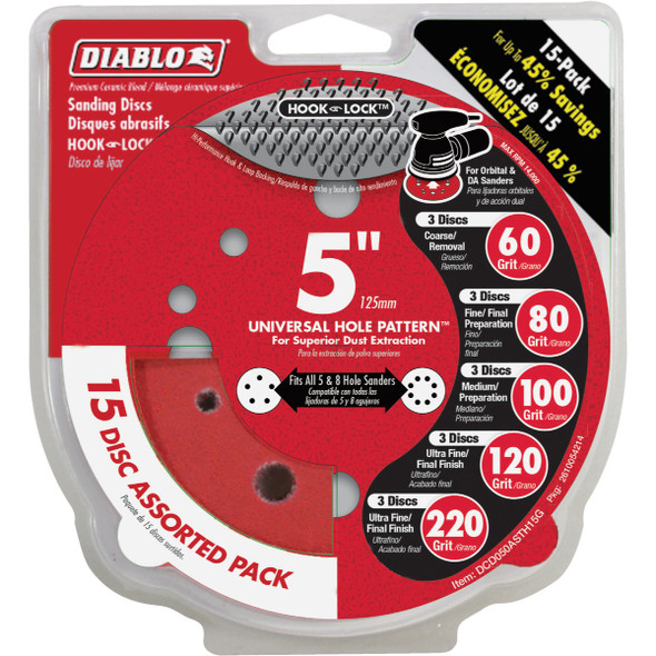 Diablo 15pk 5" Ros H&l Asst DCD050ASTH15G