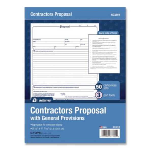 Adams® FORM,CONTRACTOR,50/PK,WH NC3819