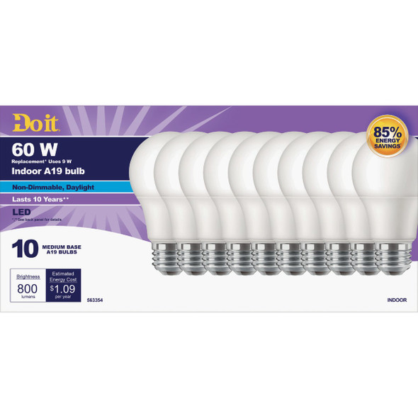 Do it 60W Equivalent Daylight A19 Medium LED Light Bulb (10-Pack) 362046