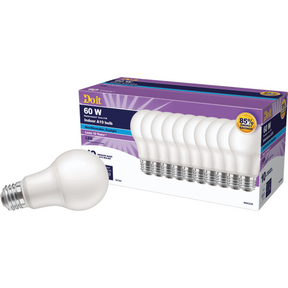 Do it 60W Equivalent Daylight A19 Medium LED Light Bulb (10-Pack)