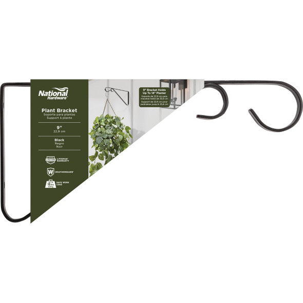 National Hardware 9 In. Black Steel Hanging Plant Bracket