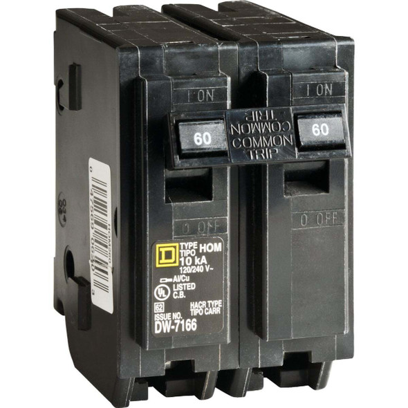 Square D Homeline 60A Double-Pole Standard Trip Circuit Breaker HOM260C