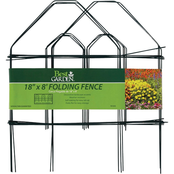 Best Garden 8 Ft. Green Galvanized Wire Folding Fence 701033 701033