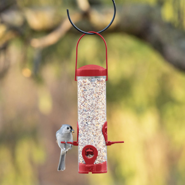 Perky-Pet Red 2-In-1 Tube Bird Feeder