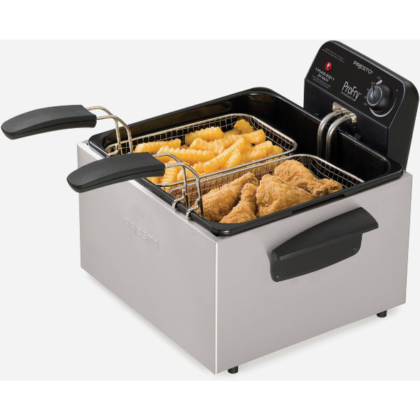 Presto ProFry 3 Qt. Silver Aluminum Dual Basket Deep Fryer 05466 661015