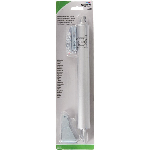 National Hardware Aluminum Steel Storm or Screen Door Closer N181-602 232068