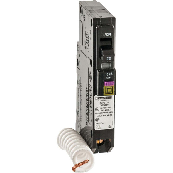 Square D QO 20A Single-Pole CAFCI Dual Function Circuit Breaker QO120DFC