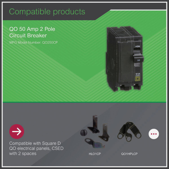 Square D QO 50A Double-Pole Standard Trip Circuit Breaker QO250CP 528290