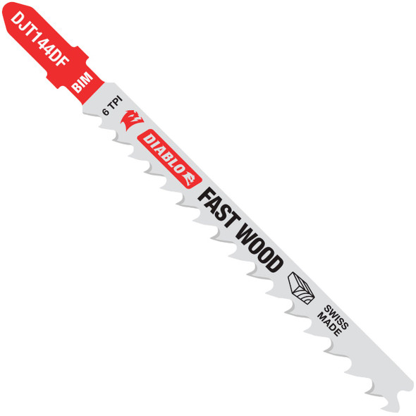 Diablo 4 In. x 6 TPI T-Shank Bi-Metal Jig Saw Blade for Fast Wood (5-Pack)