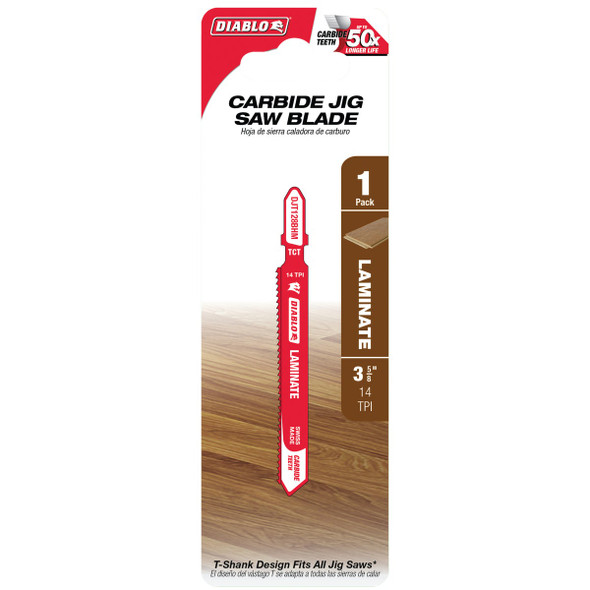 Diablo 3-5-8 In. x 14 TPI T-Shank Carbide Jig Saw Blade for Laminate DJT128BHM 319191