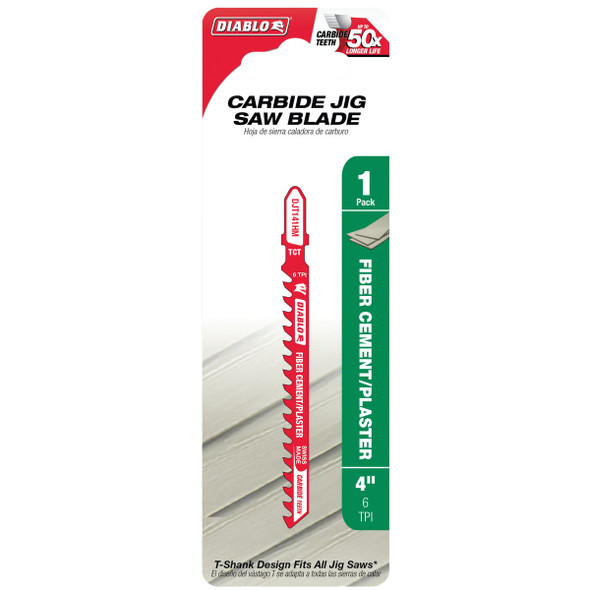 Diablo T-Shank 4 In. 6 TPI Carbide Jig Saw Blade for Fiber Cement & Plaster DJT141HM 326391