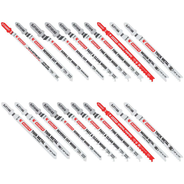 Diablo 20-Piece T-Shank Jig Saw Blade Set for Wood and Metal DJT20S