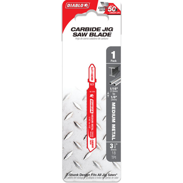 Diablo T-Shank 3-1/4 In. 18 TPI Carbide Jig Saw Blade for Thick Metal