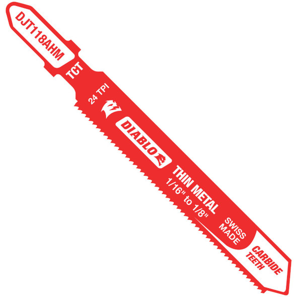 Diablo 3-1/4 In. x 24 TPI T-Shank Carbide Jig Saw Blade for Thin Metal DJT118AHM