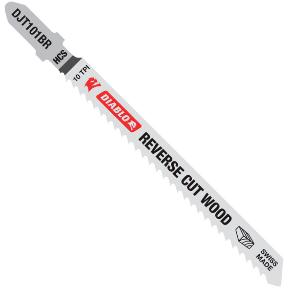 Diablo 4 In. x 10 TPI T-Shank HCS Reverse Cut Jig Saw Blade for Wood (5-Pack)