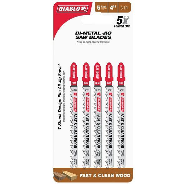 Diablo 5pk 4" 6t Jigsaw Blade DJT101DF5 375080
