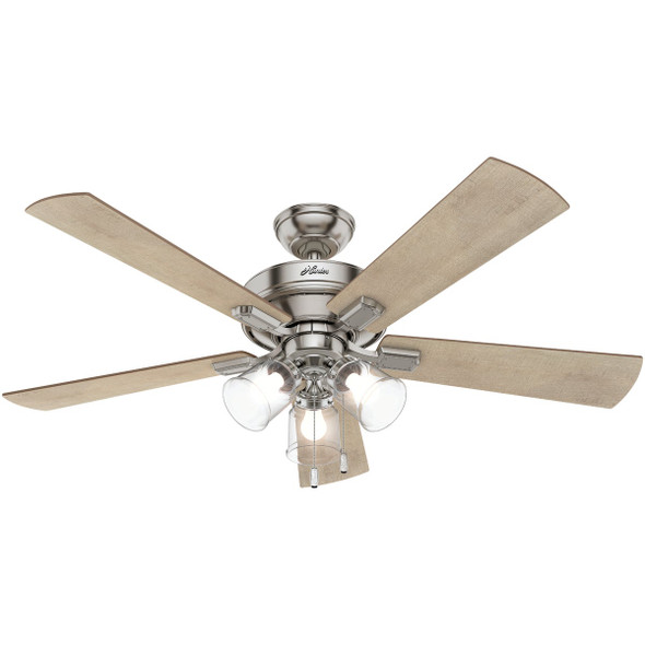 Hunter Crestfield 52 In. Brushed Nickel Ceiling Fan with Light Kit 54206