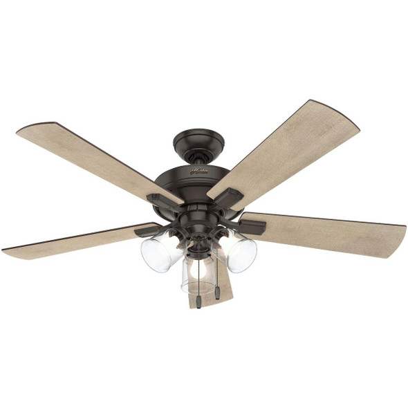 Hunter Crestfield 52 In. Noble Bronze Ceiling Fan with Light Kit 54205