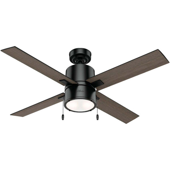 Hunter Beck 52 In. Matte Black Ceiling Fan with Light Kit 54215