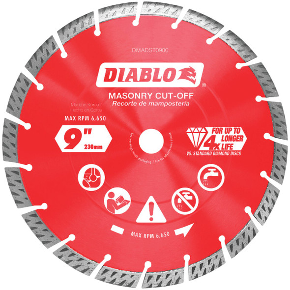 Diablo 9 In. Segmented Turbo Rim Dry/Wet Diamond Blade DMADST0900