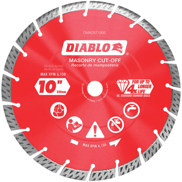 Diablo 10 In. Segmented Turbo Rim Dry/Wet Diamond Blade DMADST1000