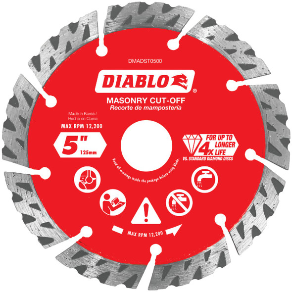 Diablo 5 In. Segmented Turbo Rim Dry/Wet Diamond Blade DMADST0500
