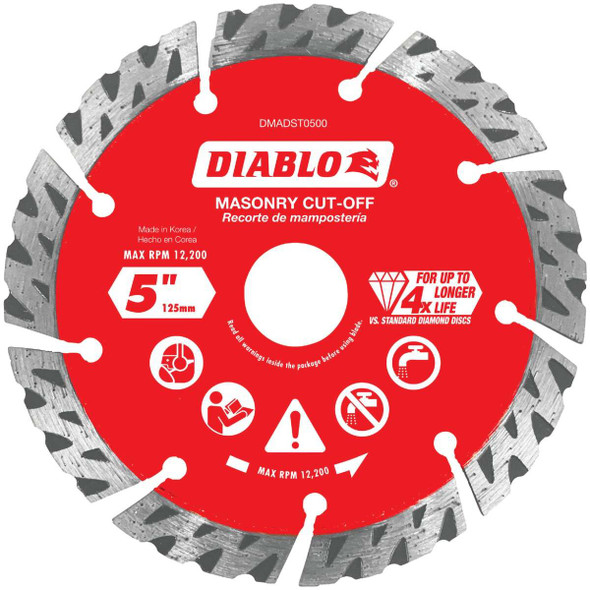 Diablo 5 In. Segmented Turbo Rim Dry/Wet Diamond Blade DMADST0500