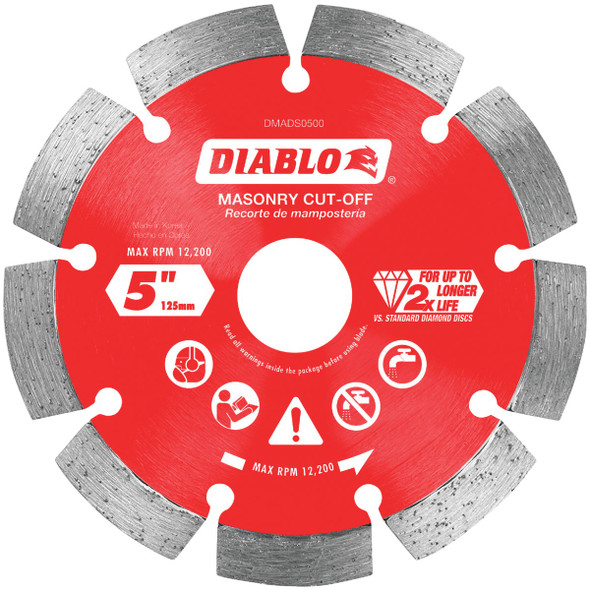 Diablo 5 In. Segmented Rim Dry/Wet Cut Diamond Blade DMADS0500