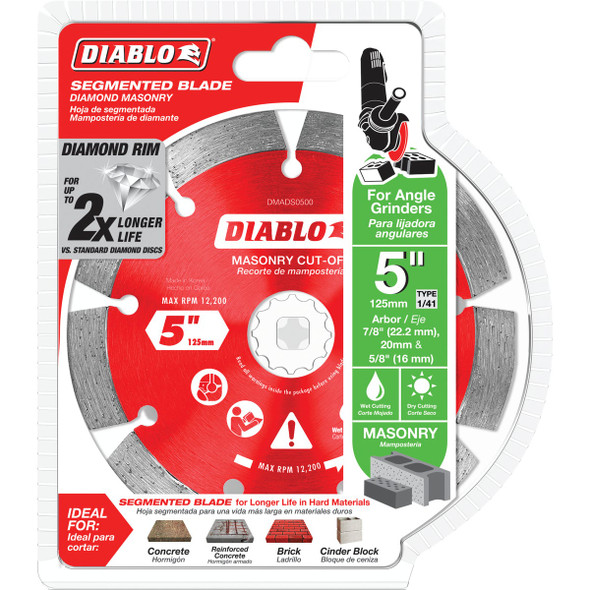 Diablo 5 In. Segmented Rim Dry-Wet Cut Diamond Blade DMADS0500 339595