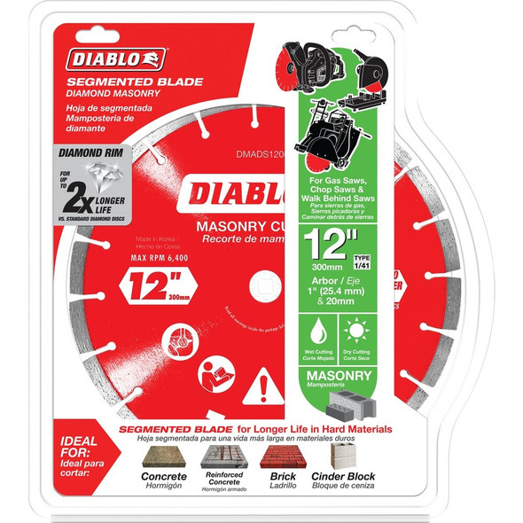 Diablo 12 In. Segmented Rim Dry-Wet Cut Diamond Blade DMADS1200 357879