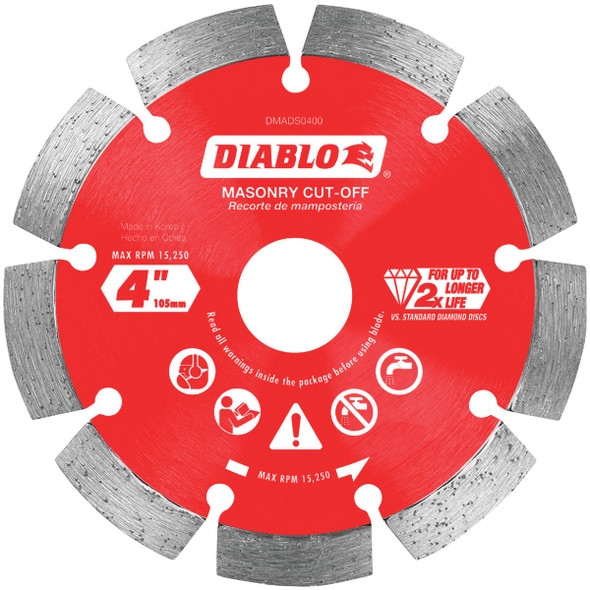 Diablo 4 In. Segmented Rim Dry/Wet Cut Diamond Blade DMADS0400