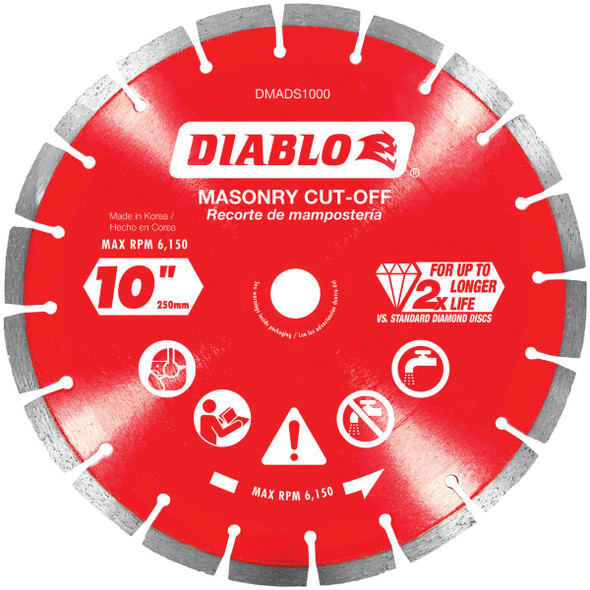 Diablo 10 In. Segmented Rim Dry/Wet Cut Diamond Blade DMADS1000
