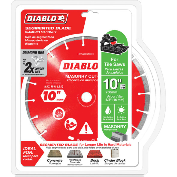 Diablo 10 In. Segmented Rim Dry/Wet Cut Diamond Blade