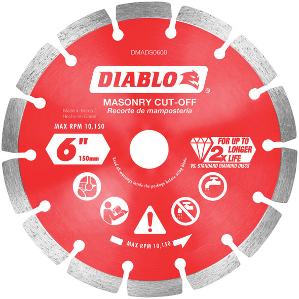 Diablo 6 In. Segmented Rim Dry/Wet Cut Diamond Blade DMADS0600
