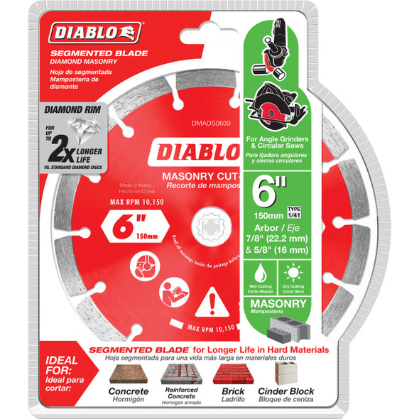 Diablo 6 In. Segmented Rim Dry-Wet Cut Diamond Blade DMADS0600 349193