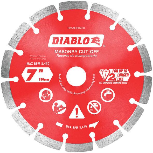 Diablo 7 In. Segmented Rim Dry/Wet Cut Diamond Blade DMADS0700