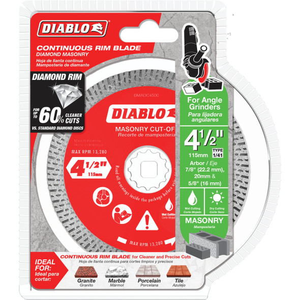 Diablo 4-1/2 In. Diamond Continuous Rim Dry/Wet Cut Diamond Blade