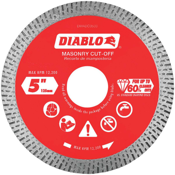 Diablo 5 In. Diamond Continuous Rim Dry/Wet Cut Diamond Blade DMADC0500
