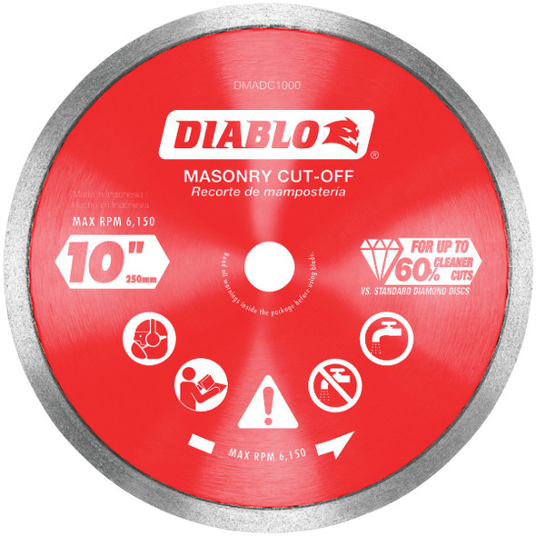 Diablo 10 In. Diamond Continuous Rim Dry/Wet Cut Diamond Blade DMADC1000