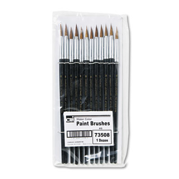 Charles Leonard® Artist Brush, Size 8, Camel Hair, Round Profile, 12/pack 73508
