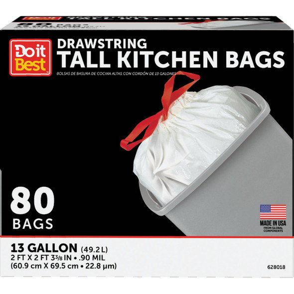 Do it Best 13 Gal. Tall Kitchen White Trash Bag (80-Count) 628018 Do it Best 13 Gal. Tall Kitchen White Trash Bag (80-Count) 628018