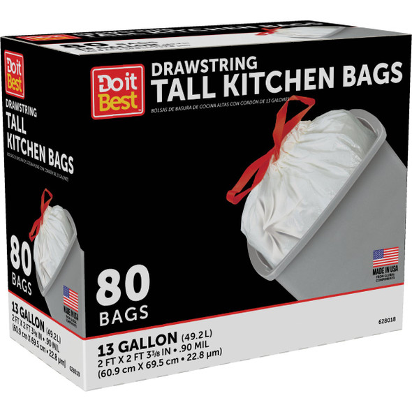 Do it Best 13 Gal. Tall Kitchen White Trash Bag (80-Count) 628018 628018