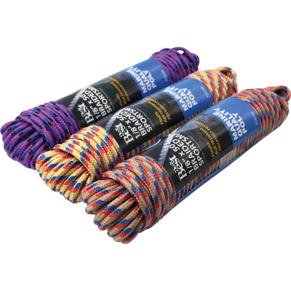 Do it Best 1/8 In. x 50 Ft. Assorted Colors Braided Sportsman Polypropylene Packaged Rope